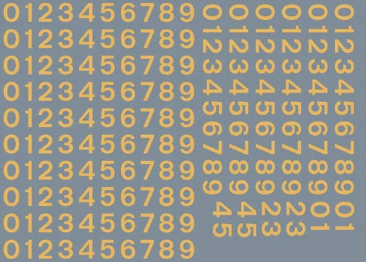 RT-ALL-0195 RAILTEC All-0195 Numeric sheet: old gold BR numbering (5mm high)
