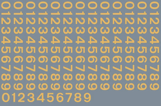 RT-ALL-0198 RAILTEC All-0198 Numeric sheet: old gold BR numbering (6mm high)