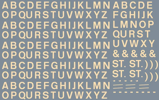 RT-ALL-0215 RAILTEC All-0215 Alphabet sheet: cream BR lettering (5mm high)