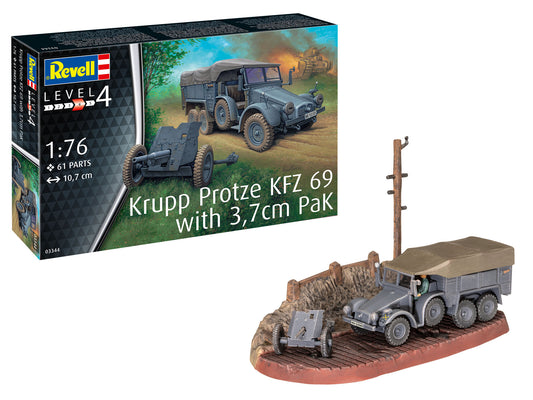 German Krupp Protze KFZ 69 W/3.7CM PAK (1:76 Scale) Model Kit