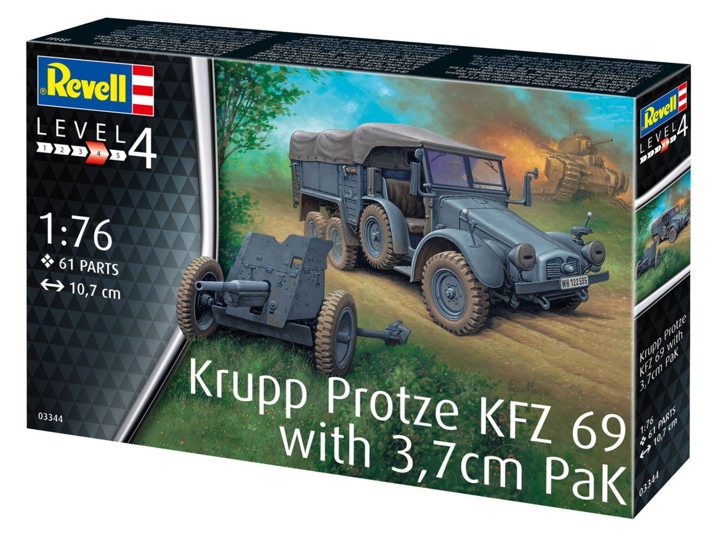 German Krupp Protze KFZ 69 W/3.7CM PAK (1:76 Scale) Model Kit