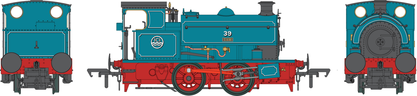 4S-024-010D Hawthorn Leslie 0-4-0ST Lined Blue 'Taw' ICI Roundel Steam Tank Locomotive - DCC Fitted