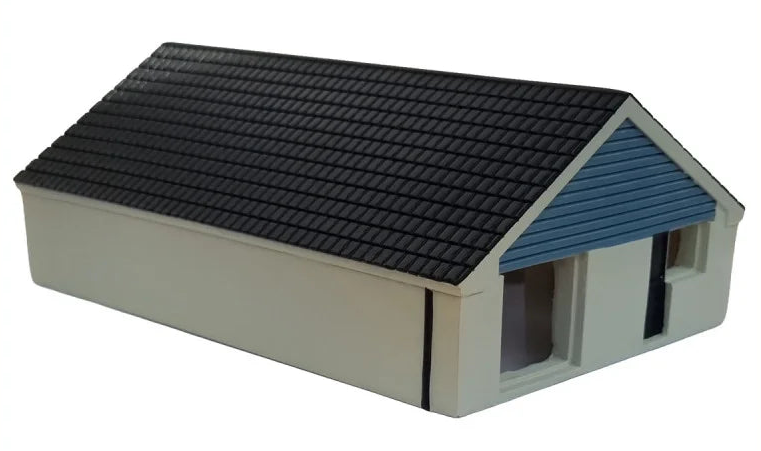 076-1001 1:76 Scale Hand Painted Resin Modern Bungalow Model