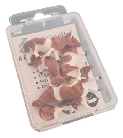 1:76 Scale Brown & White Cows Figures (Pack of 6)