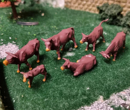 1:76 Scale Brown Cows Figures (Pack of 6)