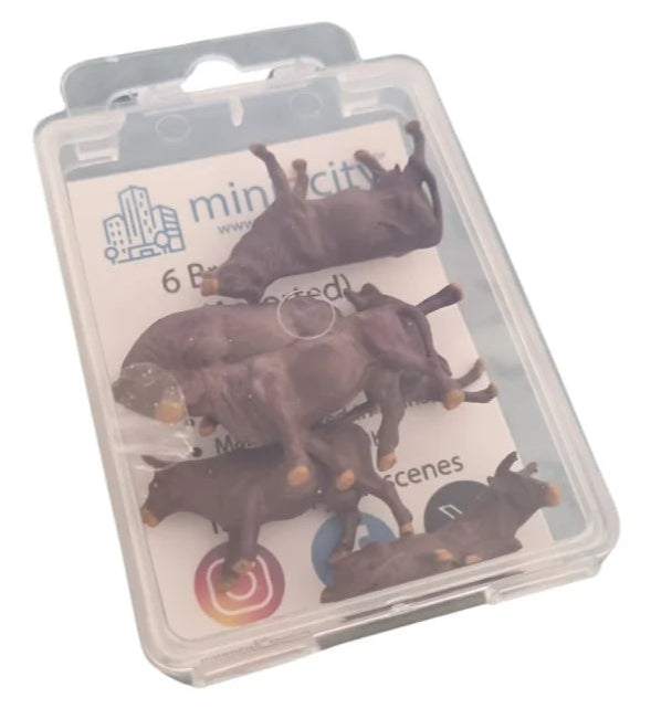 1:76 Scale Brown Cows Figures (Pack of 6)