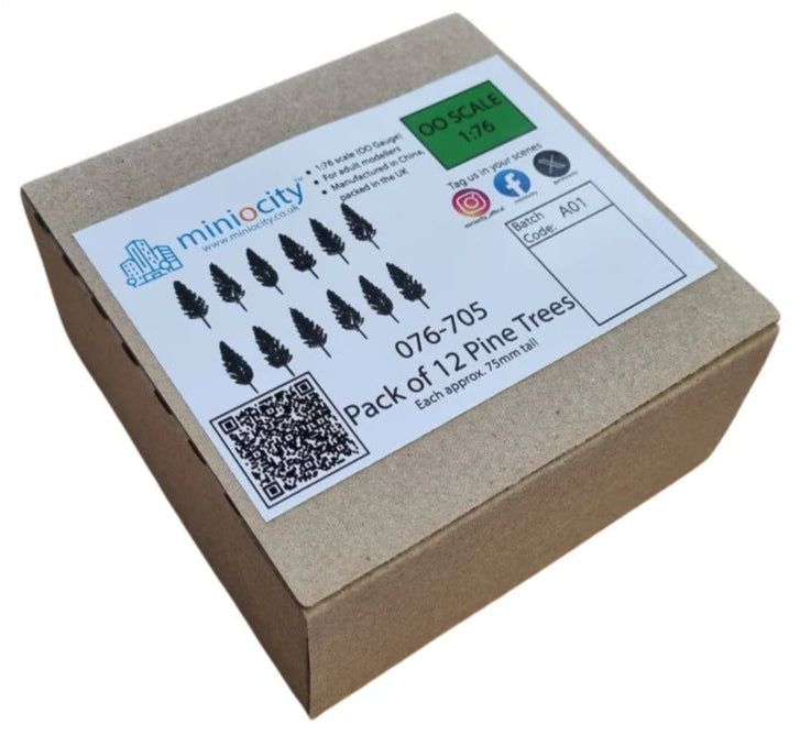 1:76 Scale Pine Trees Scenery (Pack of 12)