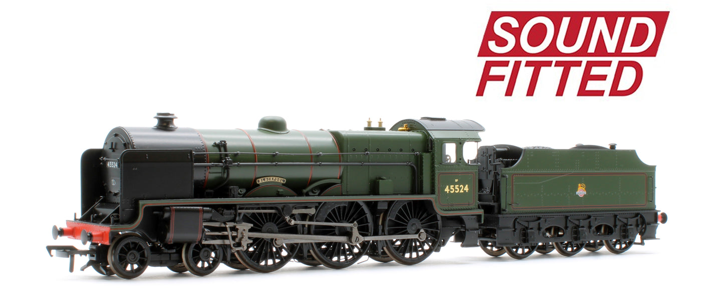 31-214ASF LMS 5XP 'Patriot' with Riveted Fowler Tender 45524 'Blackpool' BR Lined Green (Early Emblem) Steam Locomotive - DCC Sound