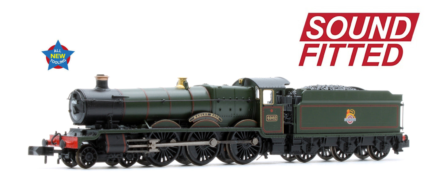 372-010SF GWR 49XX 'Hall' 4962 'Ragley Hall' BR Lined Green (Early Emblem) Steam Locomotive - DCC Sound