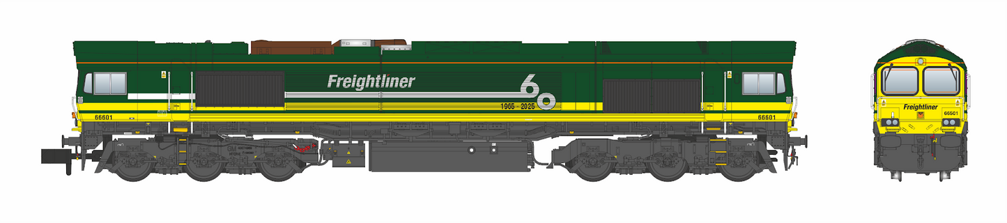 RT-N66-FL-601 Class 66/6 66601 Freightliner 60th Green Diesel Locomotive