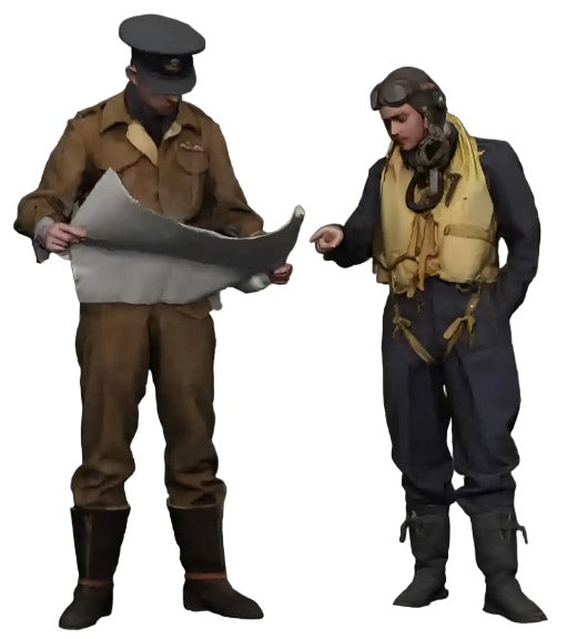 1:48 Scale RAF Through the Ages - World War Two - RAF 2TAF Officer & Pilot Reading Map