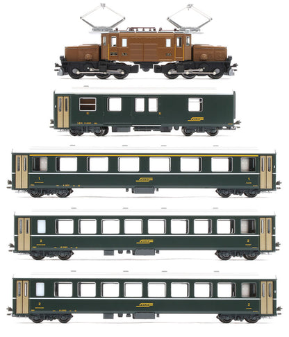 10-1987 RhB Ge6/6 I 415 Crocodile Electric Passenger Train Pack IV