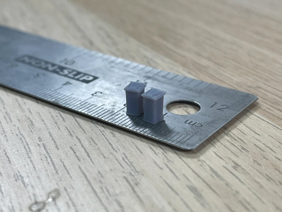 N Gauge Wheelie Bins (Pack of 15) - Unpainted