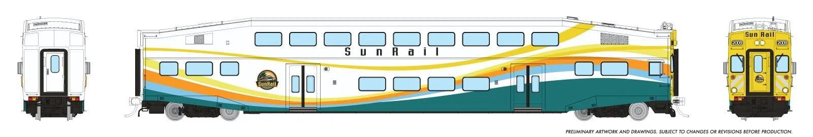 Rapido Trains Inc. 1110018 HO BiLevel Commuter Car: SunRail: – Rails