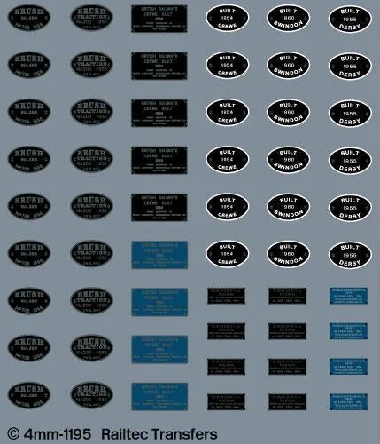RT-4-1195 BR diesel loco works/builders 3D plates Transfer