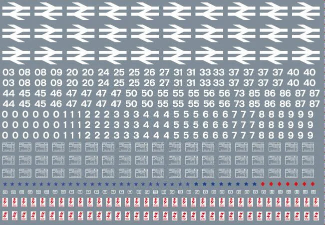 BR Blue TOPS Bumper Loco Sheet Waterslide Decals