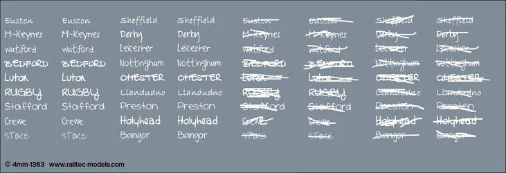 Railtec RT-4-1363 Handwritten Chalk Destinations: LMS Region – Rails