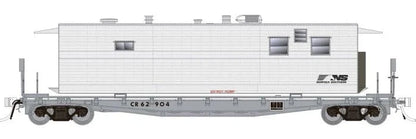 HO F30A 50' Flat Car w/Camp Van: NS - MOW: 3-Pack