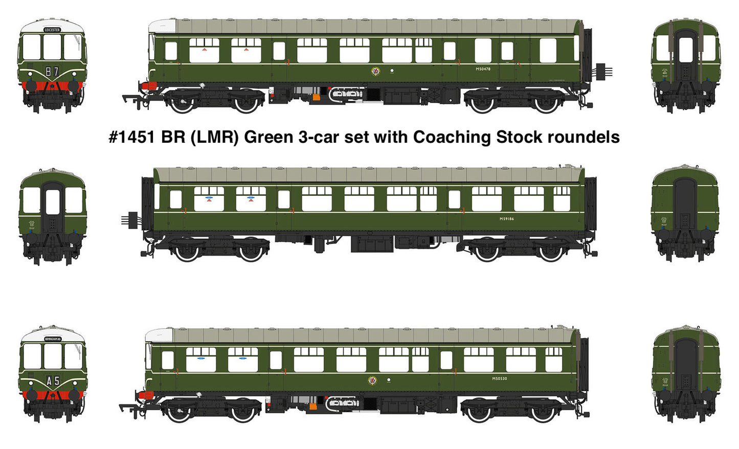 Class 104 3 Car DMU M50478/M59186/M50530 BR Green (Speed Whiskers and Coaching Stock roundel)