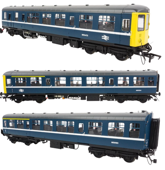 Class 104 3 Car DMU M50472/M59180/M50524 BR Blue Blackpool