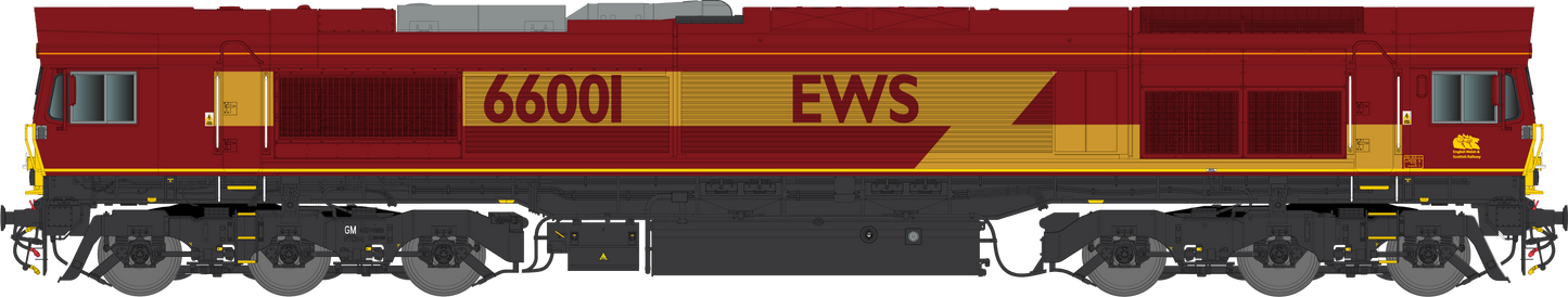 Class 66 66001 EWS Livery Diesel Locomotive - DCC Deluxe Sound Fitted