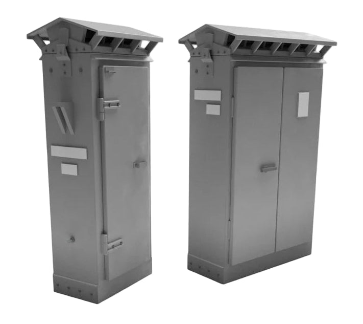 TT:120 Gauge Lineside Cabinets V2 (Pack of 10) - Unpainted Model Kit