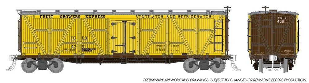 Reefer Frame Rails Rapido Trains Inc. 177203A HO FGE R7 Reefer: FGE - Silver – Rails