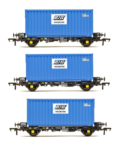 Pre-Owned ACC2090RAIL2 Set of 3 PFA 2 Axle Container Flat Wagons with RJB Coal Containers - Exclusive Edition