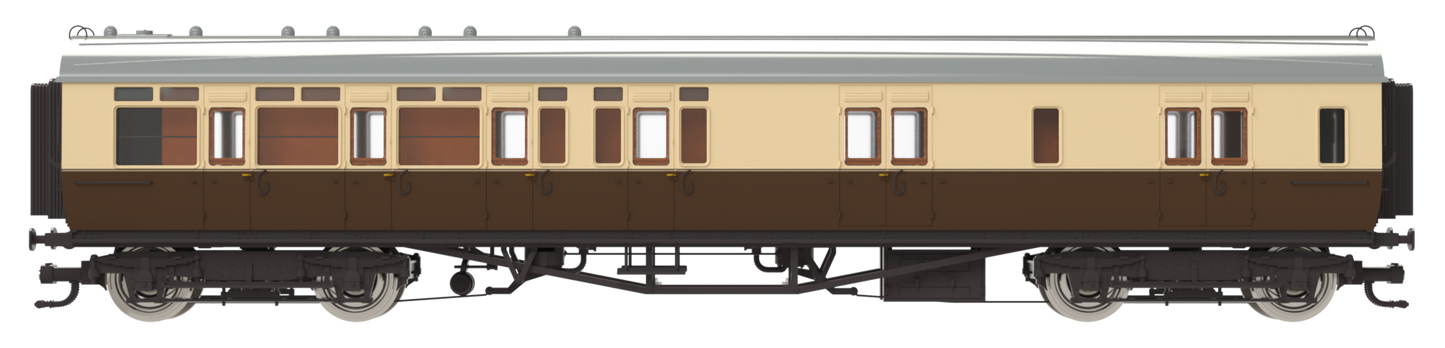 4P-021-504 GWR Corridor Toplight 1947 Chocolate & Cream Great Western Brake Third LH 3766