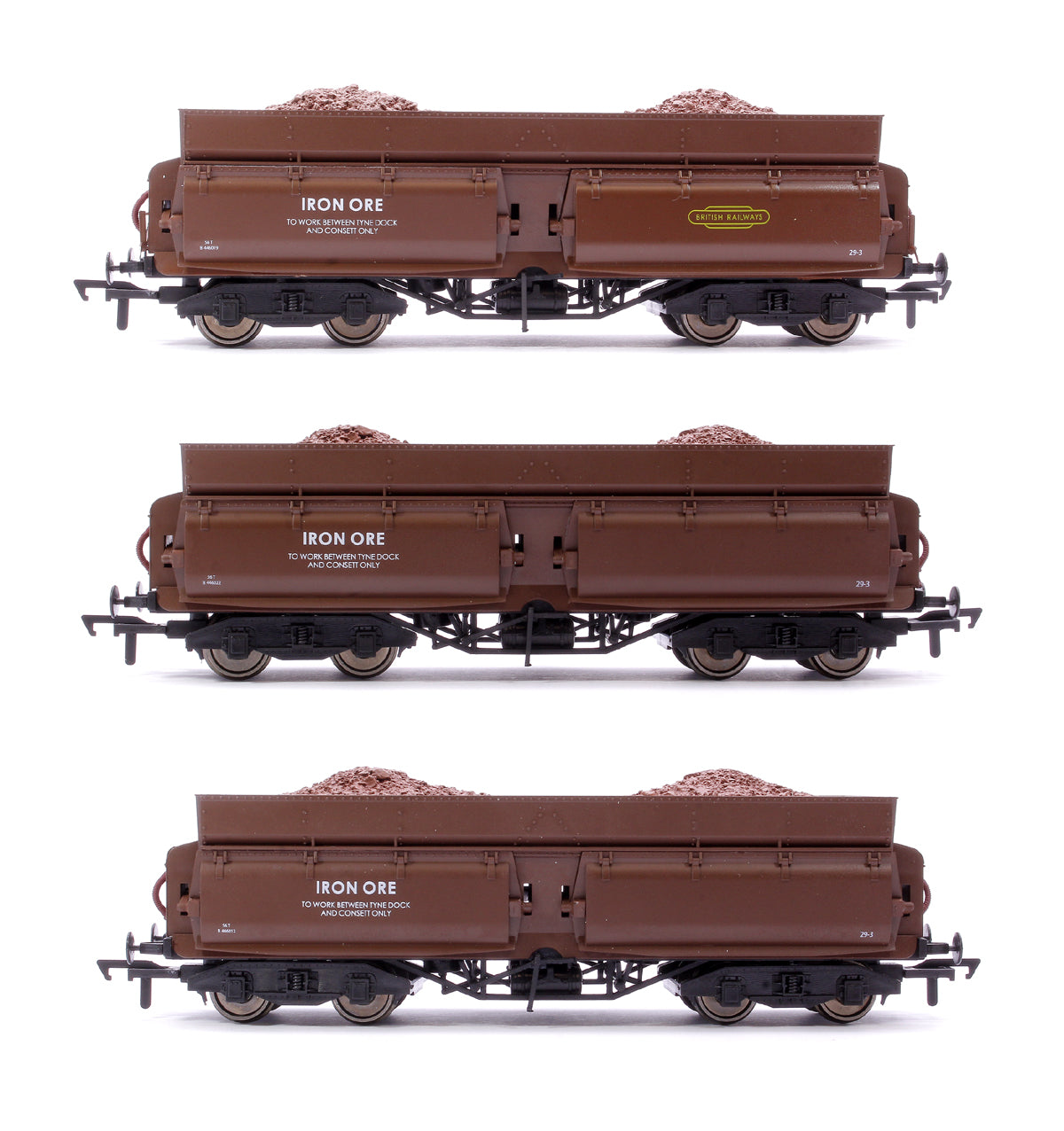 Set of 3 Consett Iron Ore Wagons - Pack G (With Load)