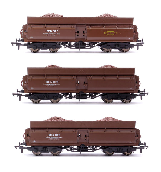 Set of 3 Consett Iron Ore Wagons - Pack G (With Load) - Weathered
