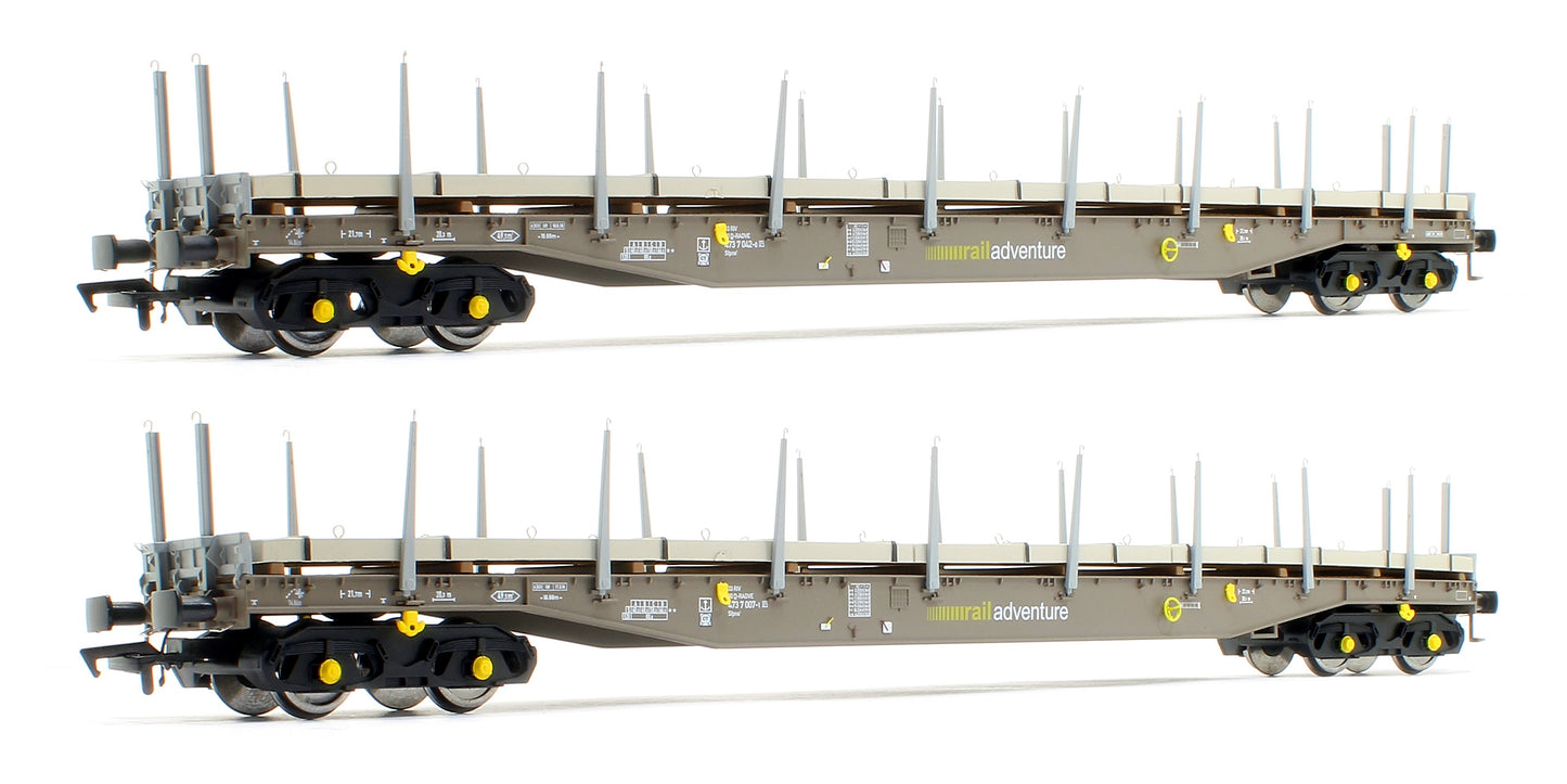Pre-Owned Cargowaggon IGA Bogie Flat RailAdventure Barrier Set (2) with concrete panel weights