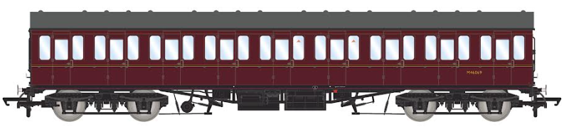 BR Mk1 57' Non-Gangway Coach - S - Lined Maroon  (Low position) M46069