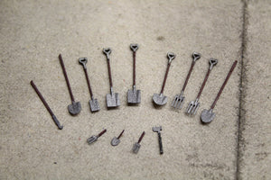 Garden Tools Pack - Spades Shovels Forks - BROWN/GREY - 13pcs