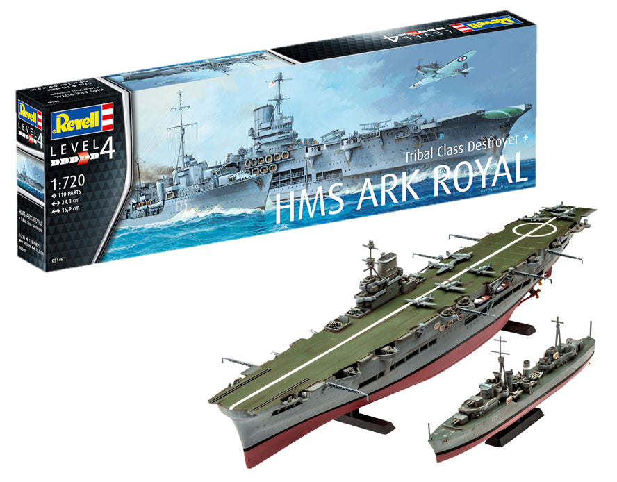 British HMS Ark Royal & Tribal Class Destroyer (1:720) Model Kit