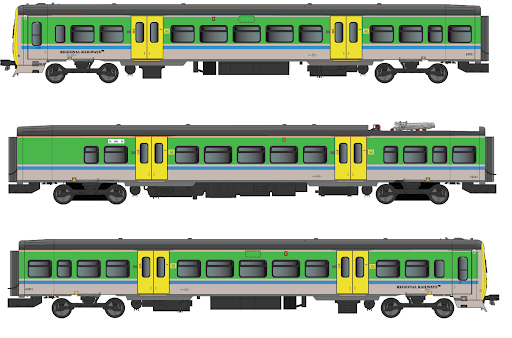 Class 323 323221 Regional Railways Centro Heritage Repaint 3 Car EMU Set - DCC Fitted