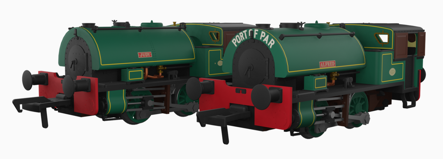 Port of Par Bagnalls Twin Pack - Lined Dark Green Steam Locomotive - DCC Sound