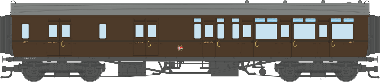 4P-021-405 GWR Corridor Toplight 1940 All Brown Twin Cities Brk Third RH 3597