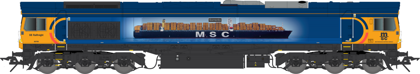 Class 66 709 GBRF Sorrento MSC Livery Diesel Locomotive - DCC Deluxe Sound Fitted