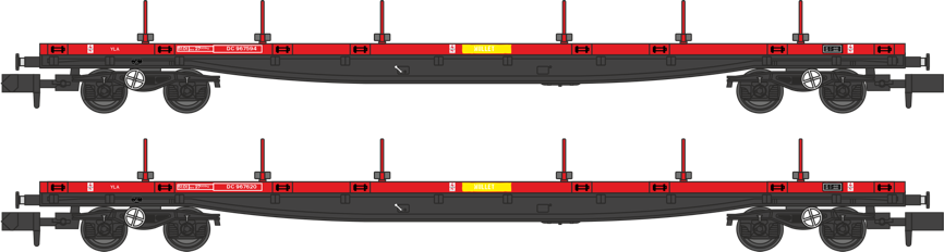 YLA Mullets Railfreight Red & Yellow Mullet branding No. DC967594 and DC967620 - Twin Pack