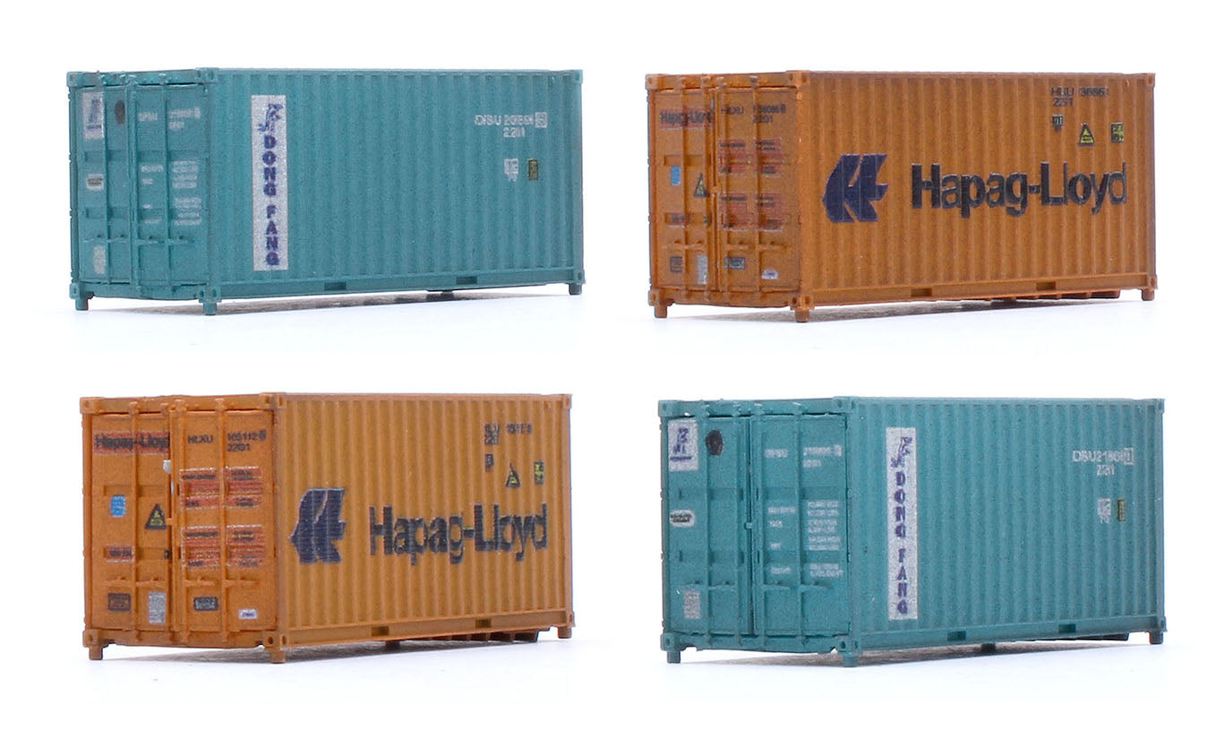 Dapol 2F-028-207 20ft Container Set (2) Hapag-Lloyd/Dong Fang – Rails