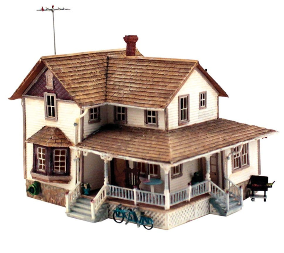 HO Corner Porch House Model Kit