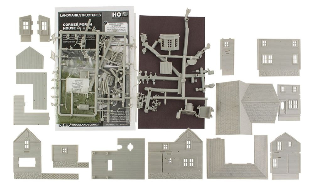 HO Corner Porch House Model Kit