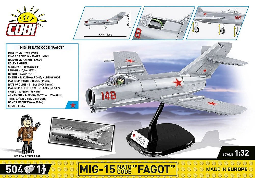 MIG-15 Fagot Korean War (504 pcs) Model Kit
