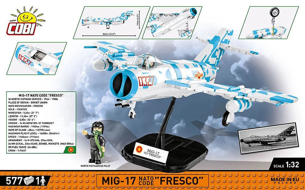 MIG-17 NATO Code F Vietnam War (577 pcs) Model Kit