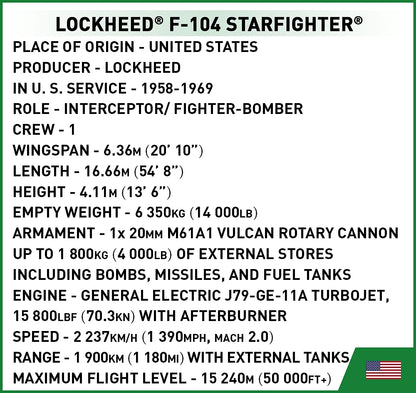 Lockheed F-104 Starfighter Vietnam War (430 pcs) Model Kit