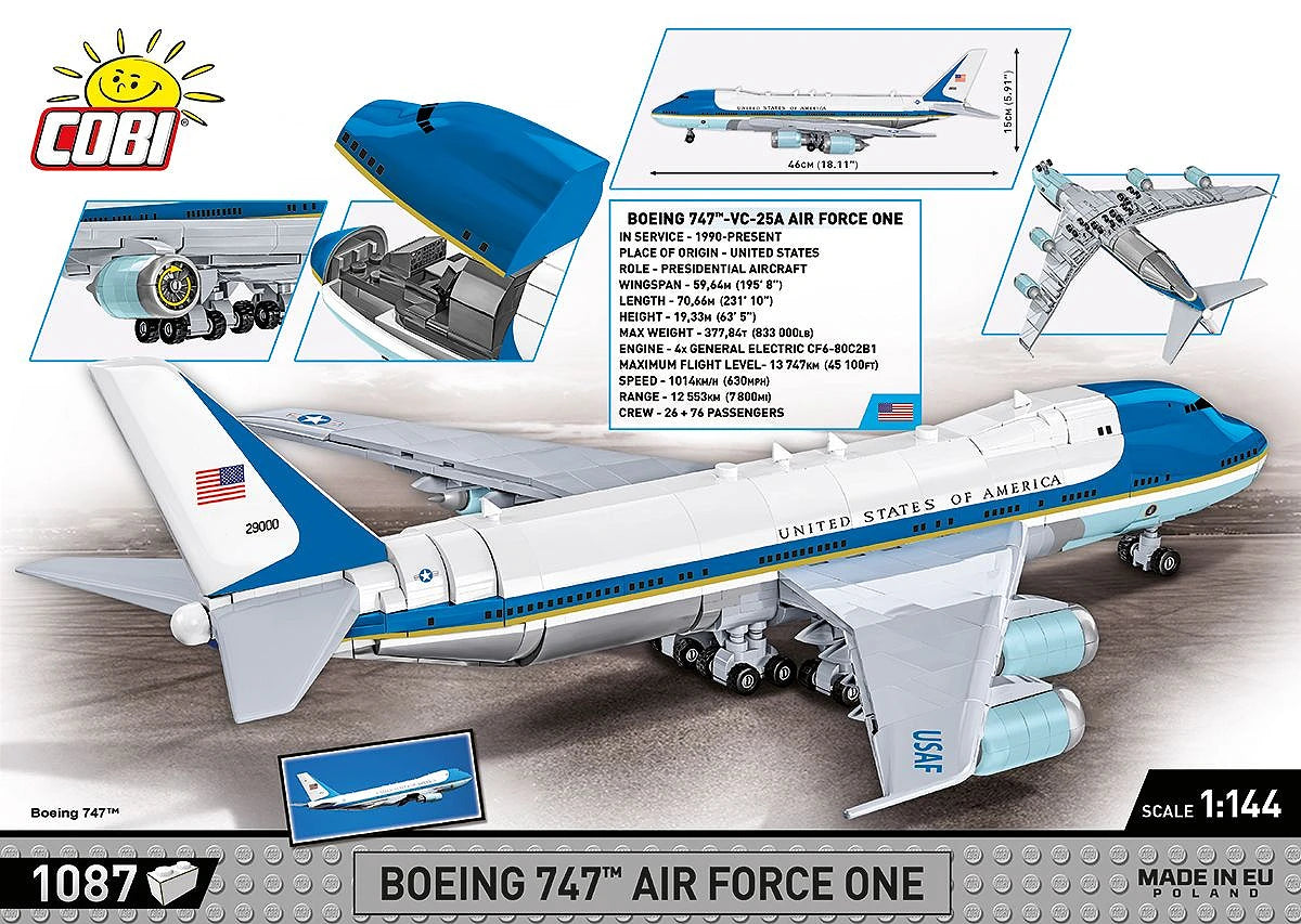 Boeing 747 Air Force One (1050 pcs) Model Kit