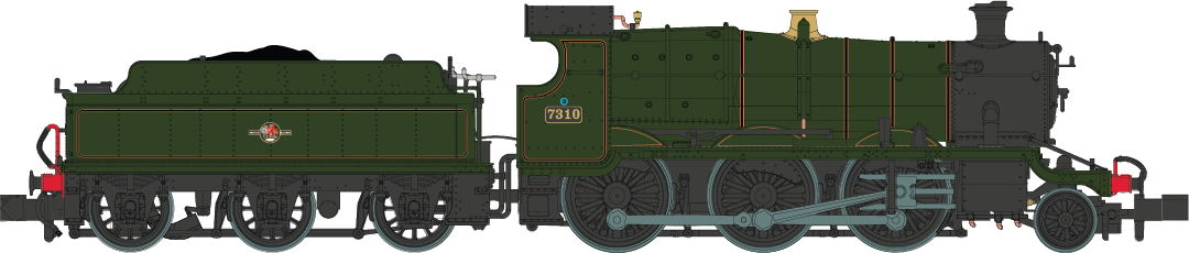 GWR Churchward Built 63xx 2-6-0 Mogul 7310 BR Green, Late Crest