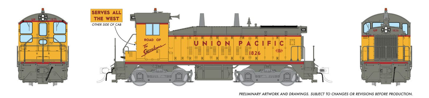 027095 HO EMD SW9 (DC/Silent): Union Pacific - As Delivered Slogan: #1834