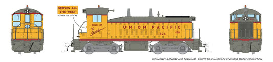 027096 HO EMD SW9 (DC/Silent): Union Pacific - As Delivered Slogan: #1838
